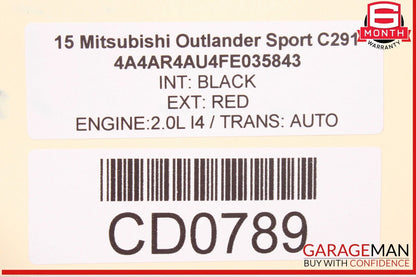 11-24 Mitsubishi Outlander Sport Rear Left Driver Side Door Shell Panel OEM