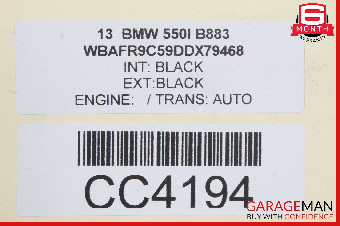 09-19 BMW 550i Engine Motor Cooling Fan Shroud OEM