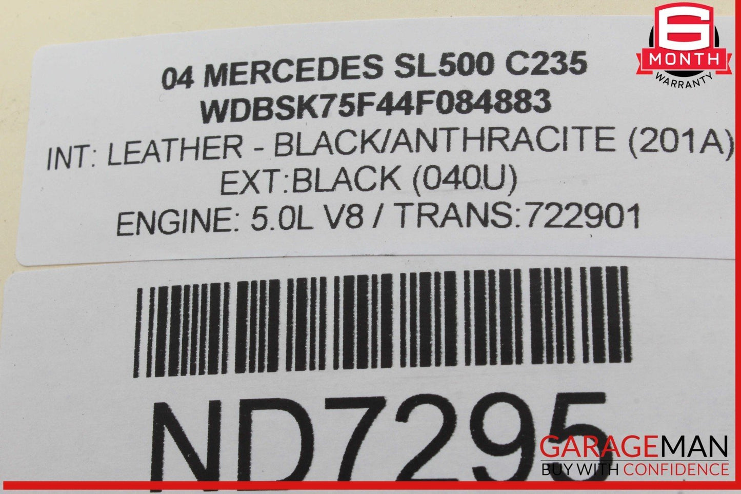 03-12 Mercedes R230 SL500 SL550 Rear Right Quarter Window Regulator Motor OEM