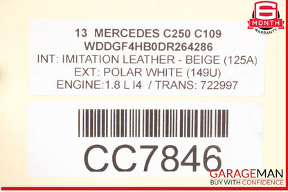 08-14 Mercedes W204 C250 C300 C63 AMG Rear Right Side Exterior Door Shell OEM