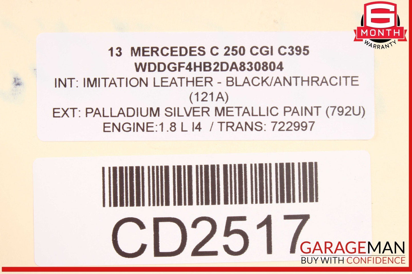 08-14 Mercedes W204 C250 C300 Front Left Driver Side Fender Panel Red OEM