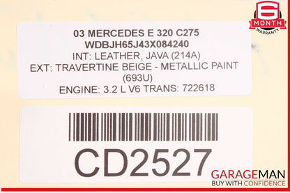 03-06 Mercedes W211 E320 E500 E55 AMG Rear Seat Lower Cushion Leather Black OEM