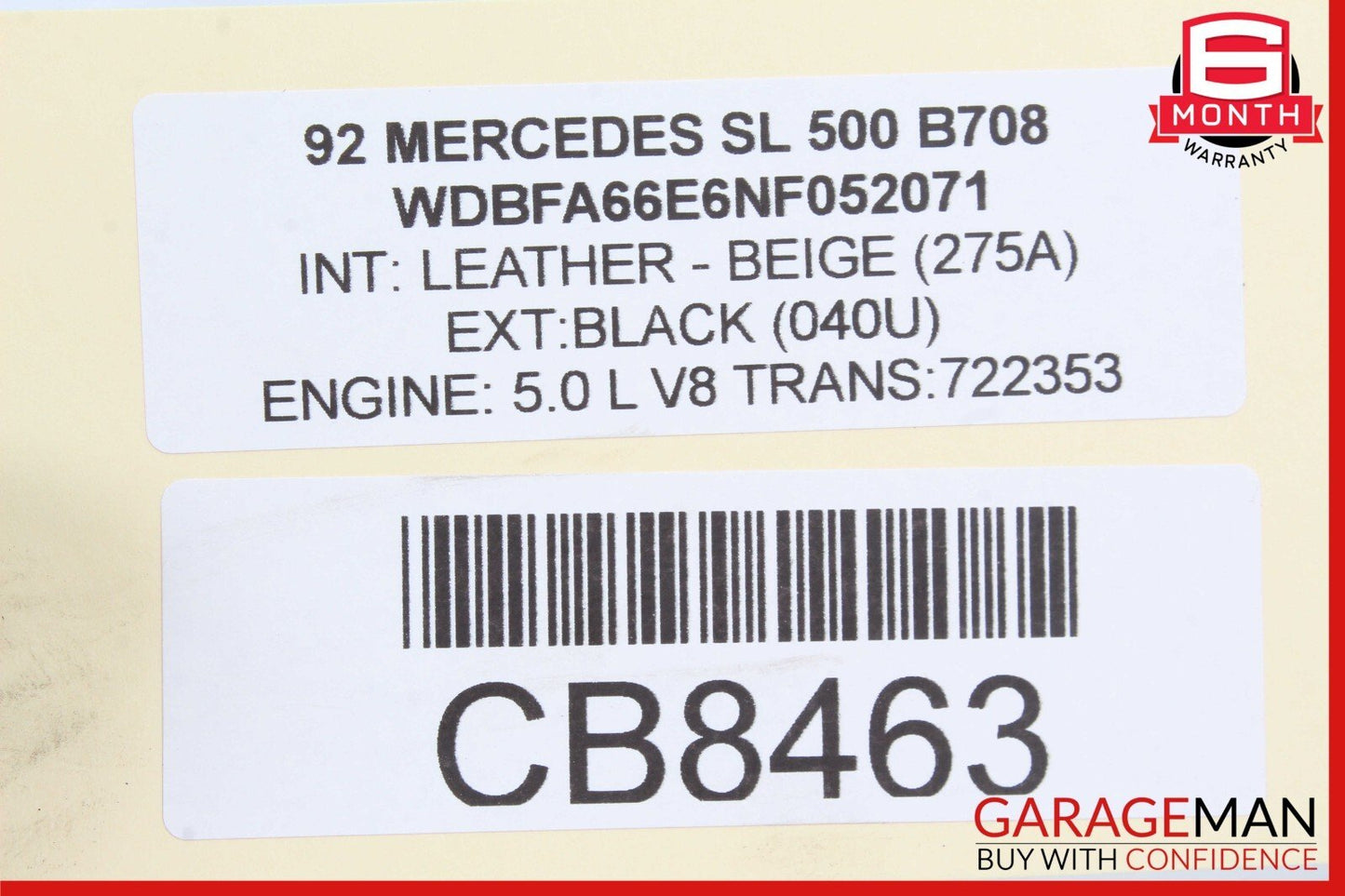 90-02 Mercedes R129 500SL SL600 Upper Radiator Support Tie Bar Support Panel OEM