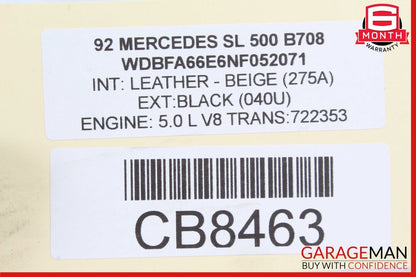 90-02 Mercedes R129 500SL SL600 Upper Radiator Support Tie Bar Support Panel OEM