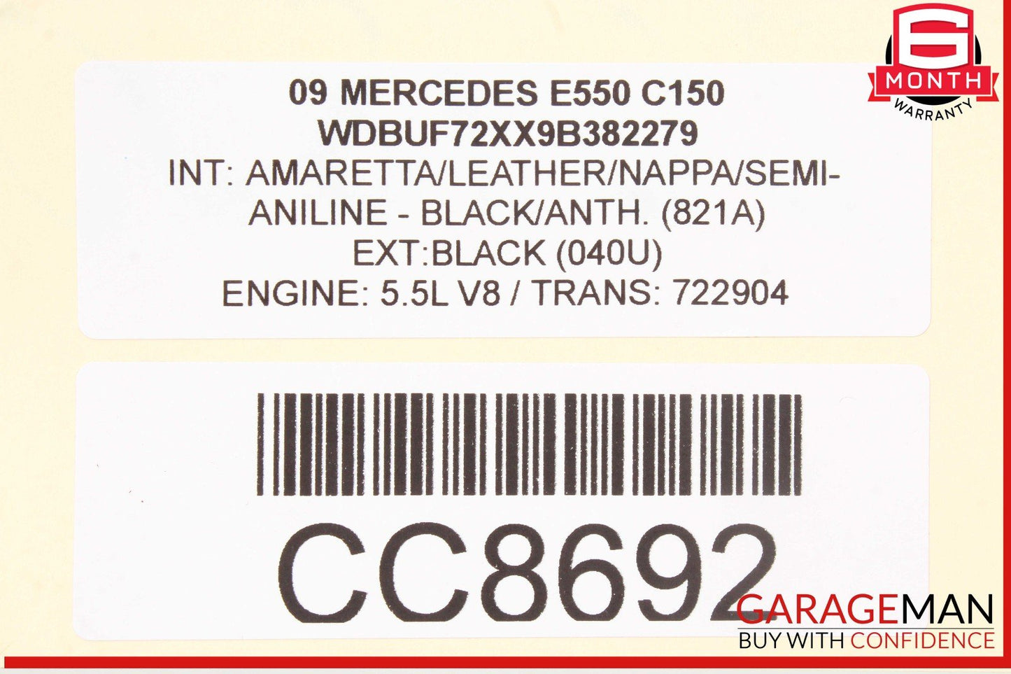 07-09 Mercedes W211 E350 Front Right or Left Top Upper Seat Cushion Black OEM