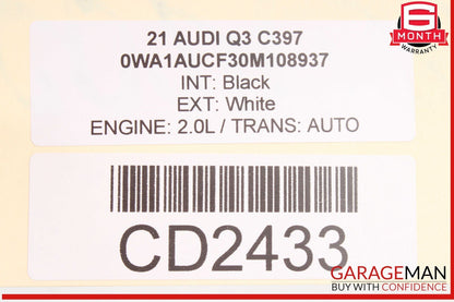 19-25 Audi Q3 Rear Left Driver Side Door Shell Panel White 83A833051C OEM