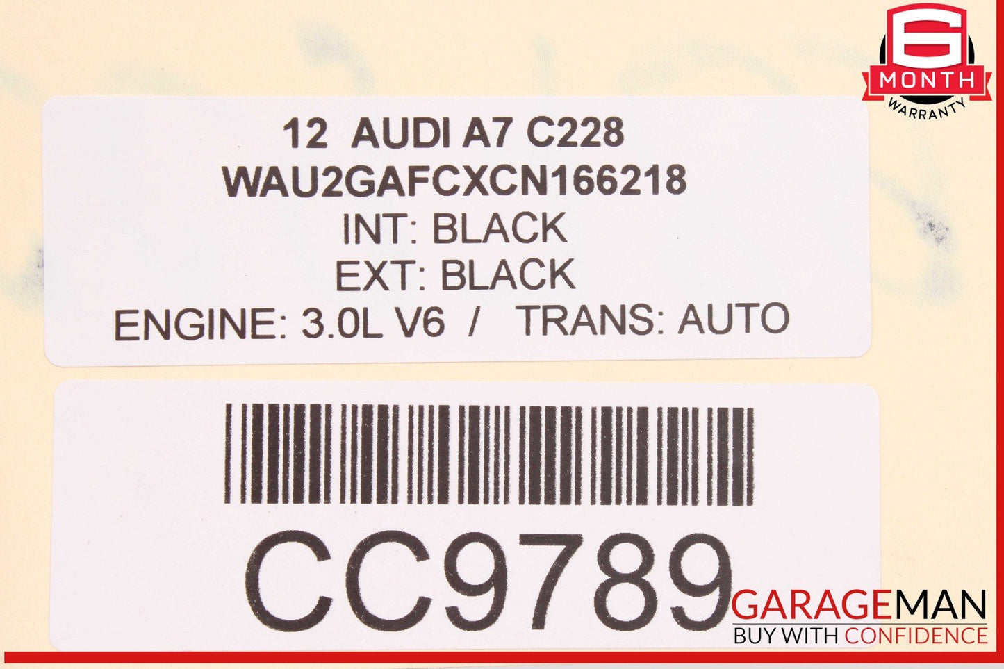 12-18 Audi A7 RS7 S7 Rear Left Driver Side Door Shell Panel Black OEM