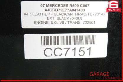 06-13 Mercedes W251 R500 Rear Panoramic Pano Sunroof Sun Roof Glass Panel OEM