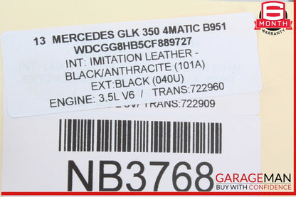 08-13 Mercedes X204 GLK350 4MATIC 3 Spoke Steering Wheel Black OEM