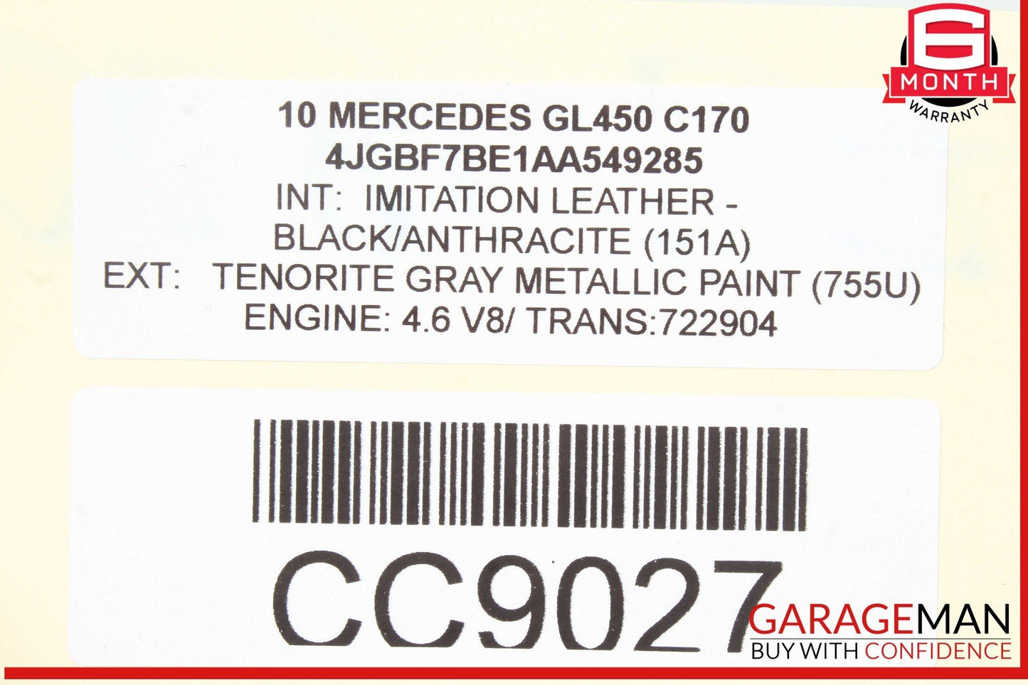 07-12 Mercedes X164 GL450 GL550 Front Right Lower Bottom Seat Cushion Black OEM
