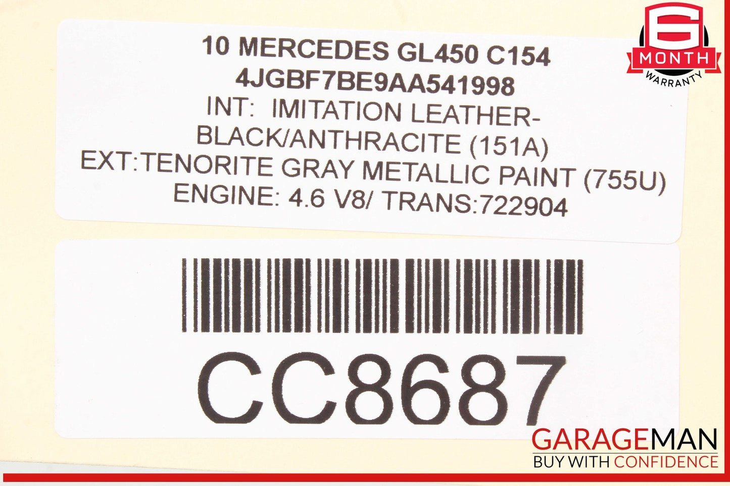 07-12 Mercedes X164 GL450 GL550 Front Right Side Bottom Lower Seat Cushion OEM