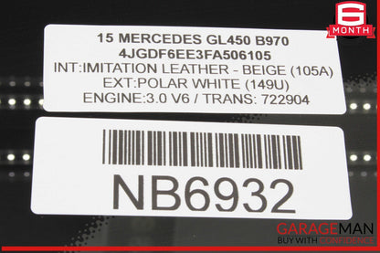 13-19 Mercedes X166 GL450 GLS550 Rear Right Side Quarter Window Glass OEM