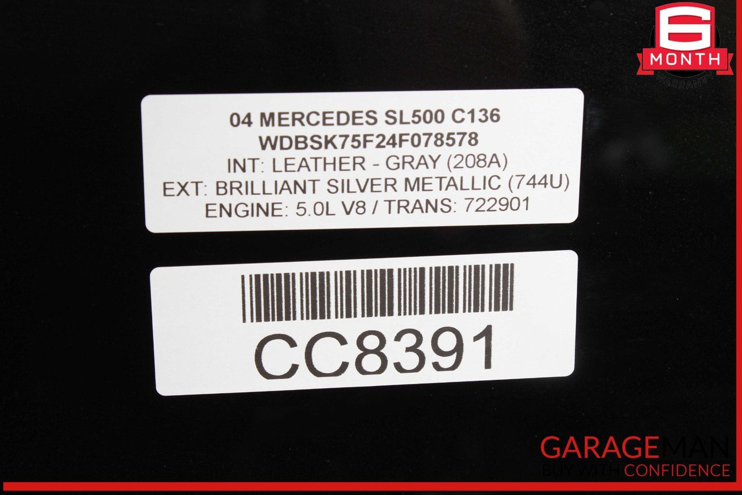03-12 Mercedes R230 SL500 SL600 Pano Panoramic Roof Top Glass OEM