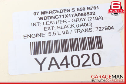 07-13 Mercedes W221 S550 CL550 Rear Trunk Fuse Box Relay Block 2215403050 OEM