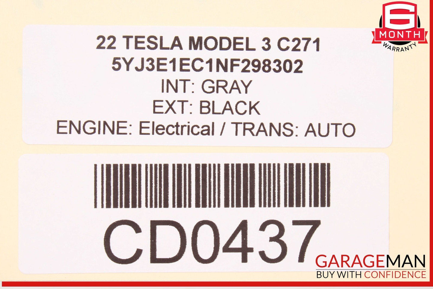 17-23 Tesla Model 3 Front Right Passenger Side Top Upper Seat Cushion OEM