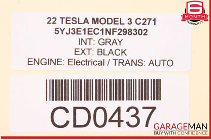 17-23 Tesla Model 3 Front Right Passenger Side Top Upper Seat Cushion OEM