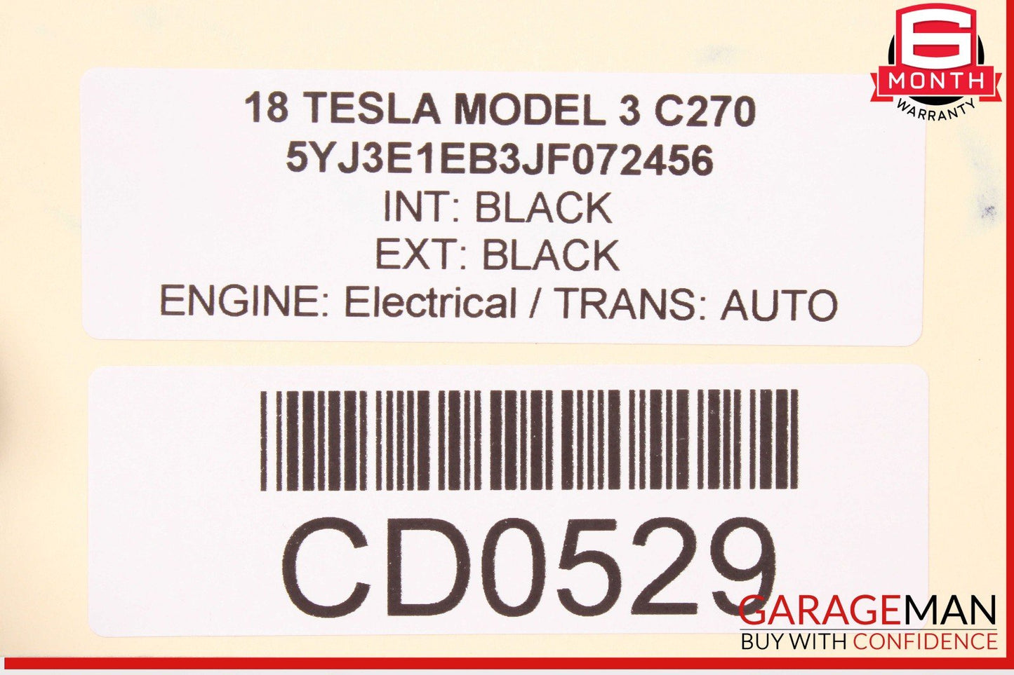 17-23 Tesla Model 3 Rear Right Passenger Side Door Shell Panel OEM