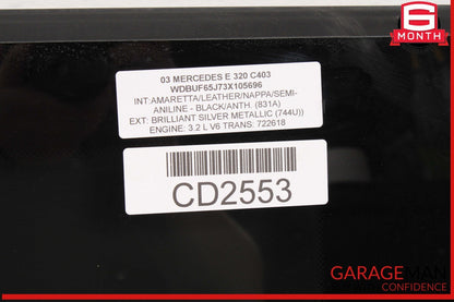 03-09 Mercedes W211 E320 E63 AMG Center Panoramic Pano Sunroof Sun Roof Glass