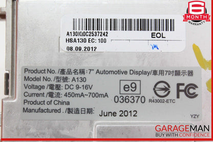 09-16 Audi Q5 Front Center Dash Display Screen Monitor 8R0919604