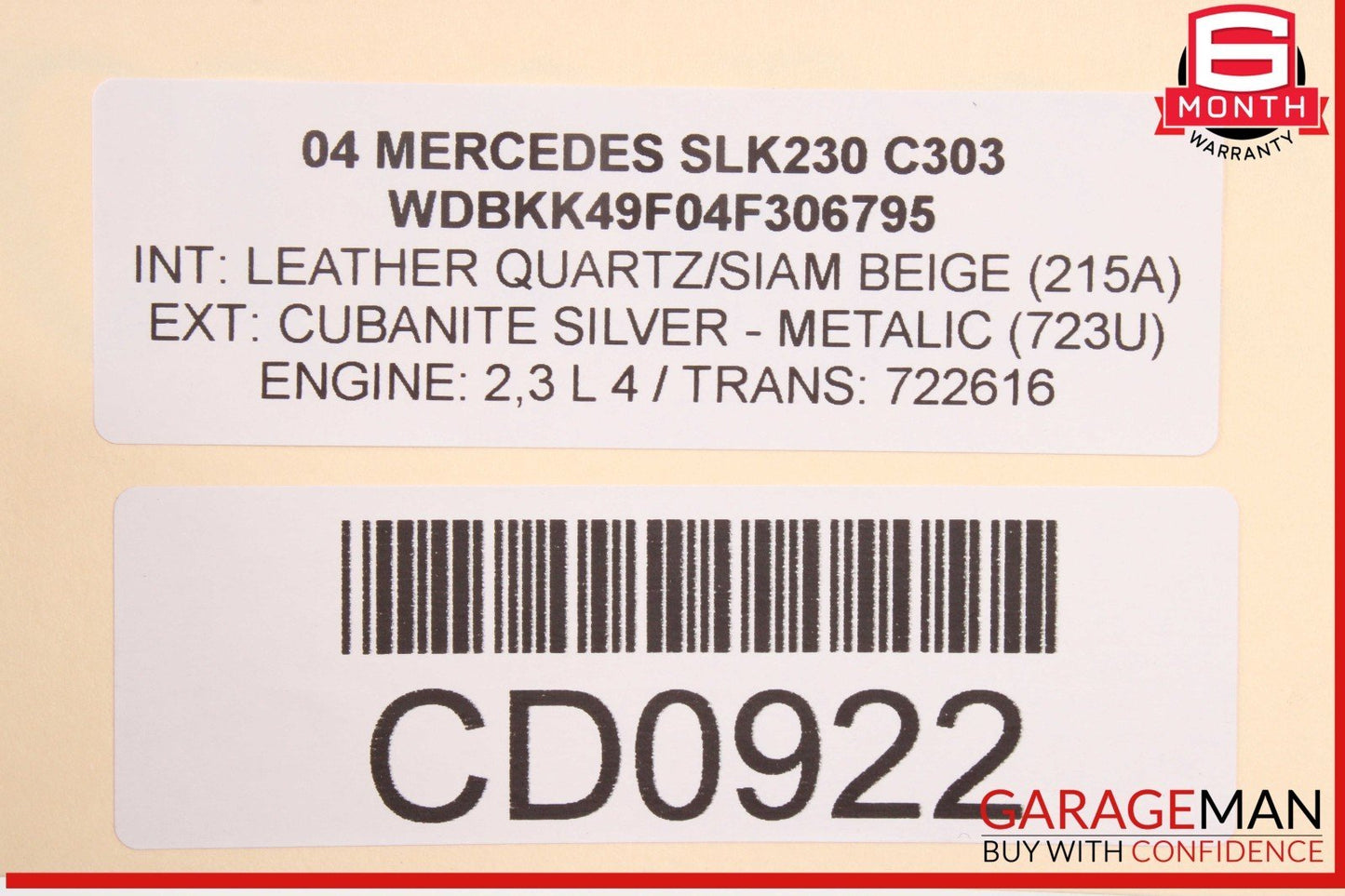 97-04 Mercedes R170 SLK230 SLK320 Front Right Bottom Lower Seat Cushion OEM