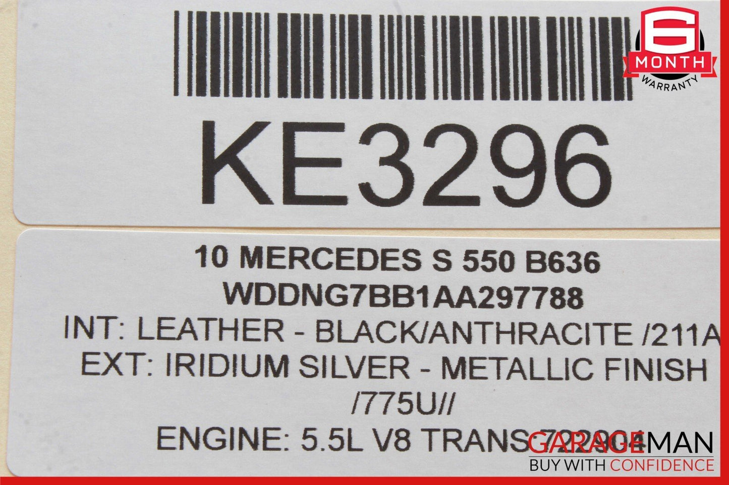 07-13 Mercedes W221 S550 S63 AMG Interior Top Upper Rear View Mirror OEM