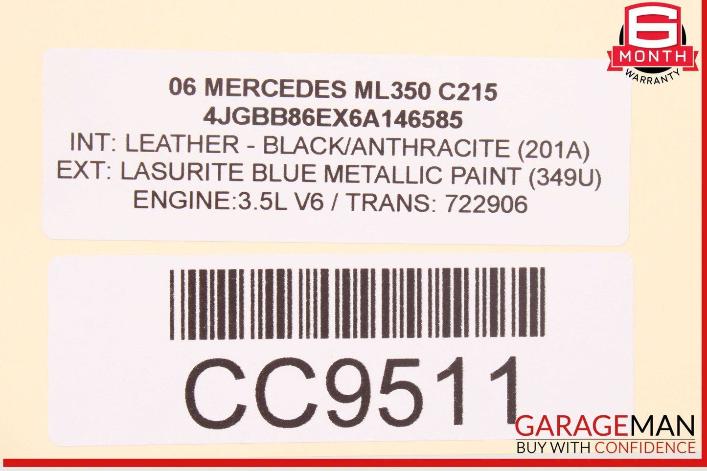 06-10 Mercedes W164 ML350 ML500 Front Right Top Upper Seat Cushion OEM