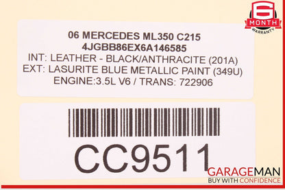 06-10 Mercedes W164 ML350 ML500 Front Right Top Upper Seat Cushion OEM