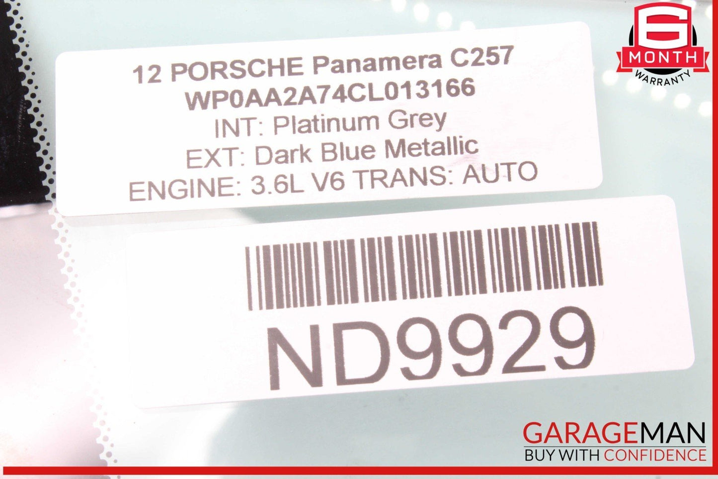10-16 Porsche Panamera 970 Front Right Passenger Side Door Window Glass OEM