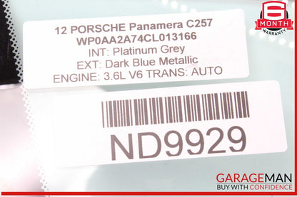 10-16 Porsche Panamera 970 Front Right Passenger Side Door Window Glass OEM