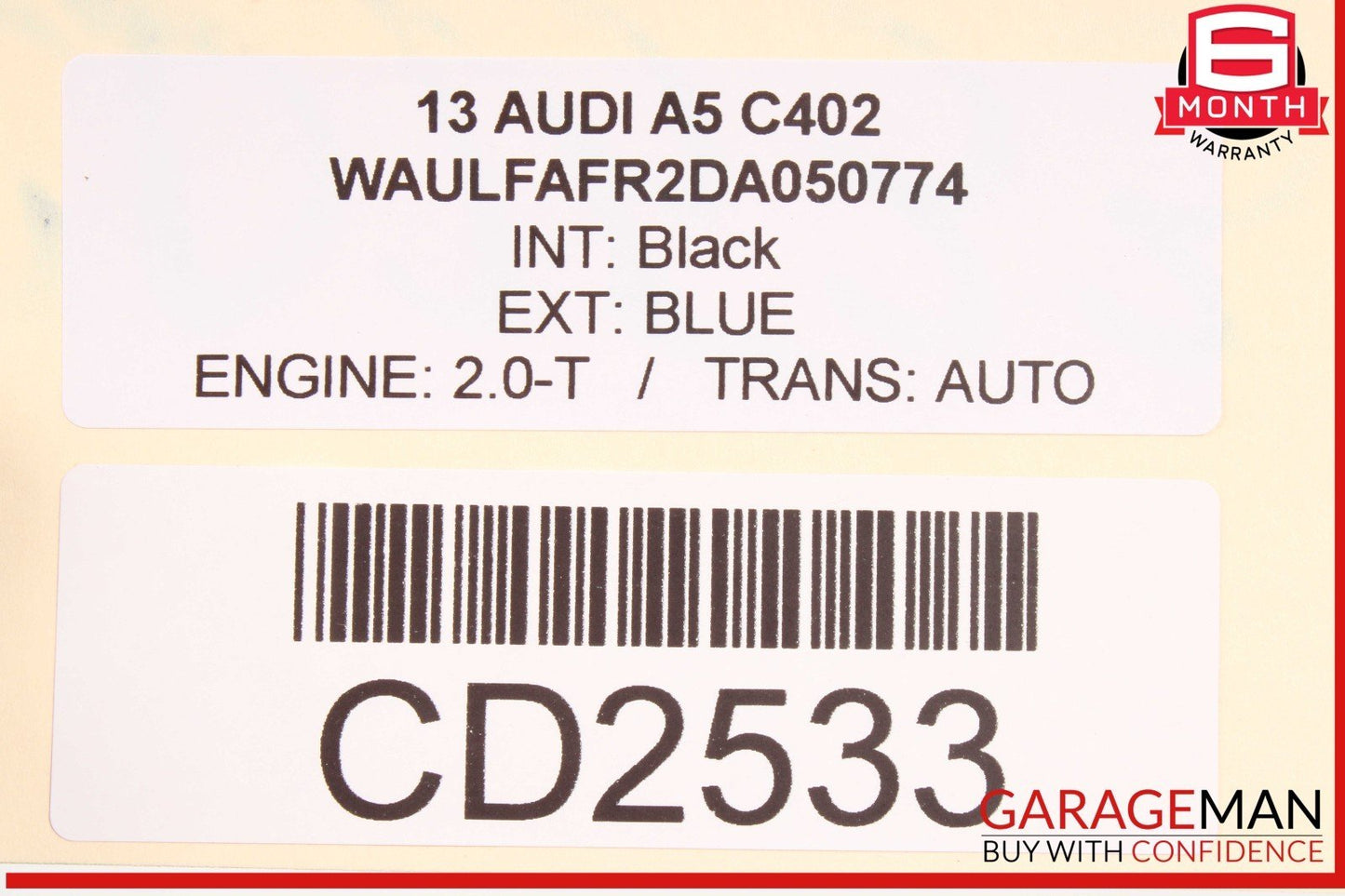 08-17 Audi A5 S5 Front Left Driver Side Door Shell Blue OEM