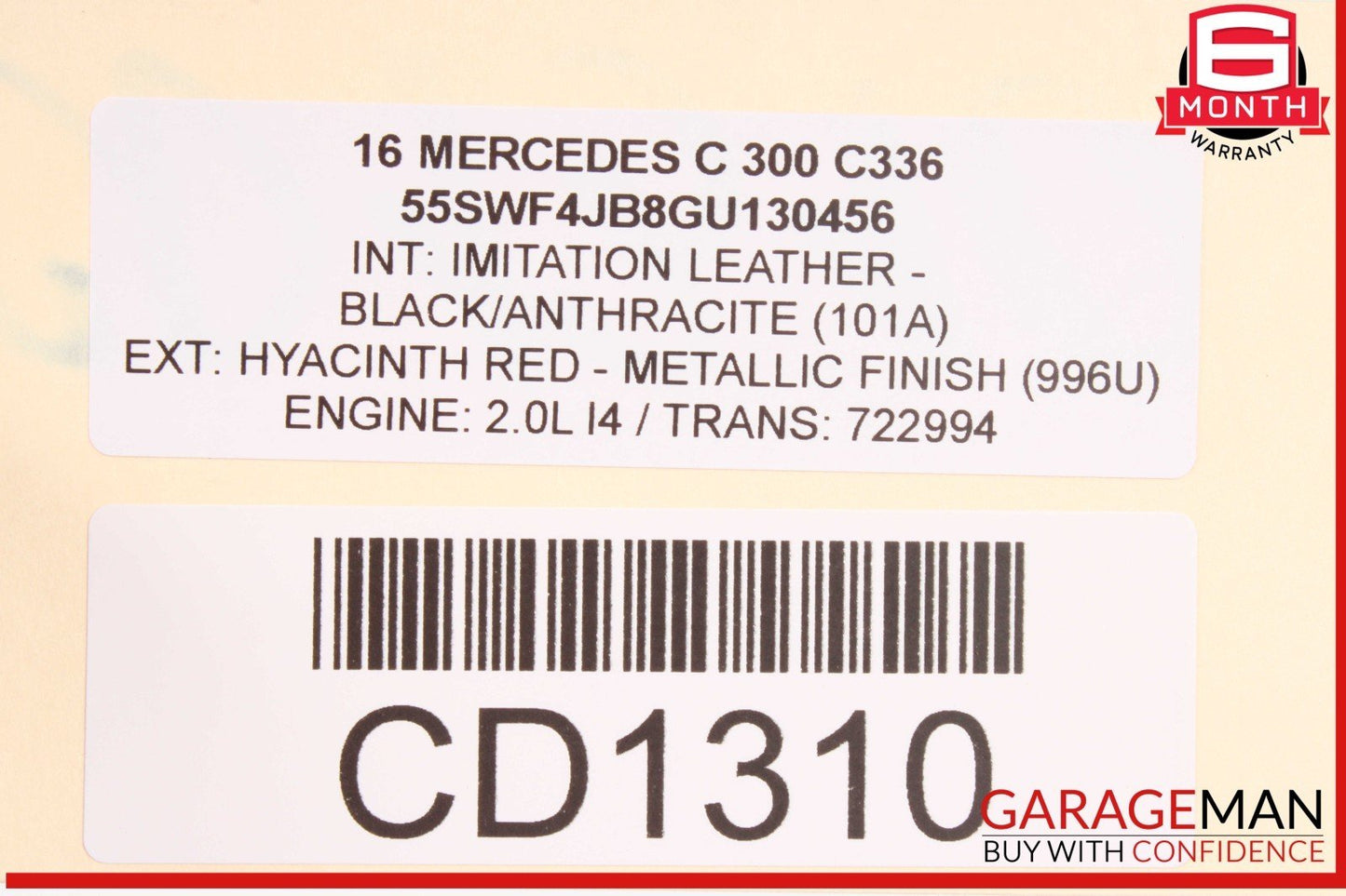 15-18 Mercedes W205 C300 C400 Front Right Side Lower Bottom Seat Cushion OEM