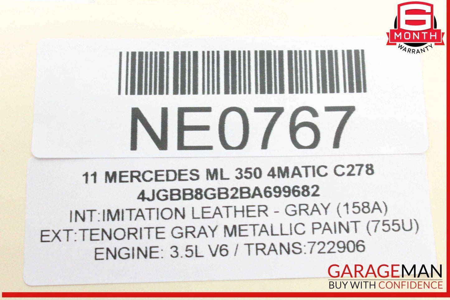 06-11 Mercedes W164 ML350 4MATIC ML63 AMG Front Lower Radiator Support Bracket