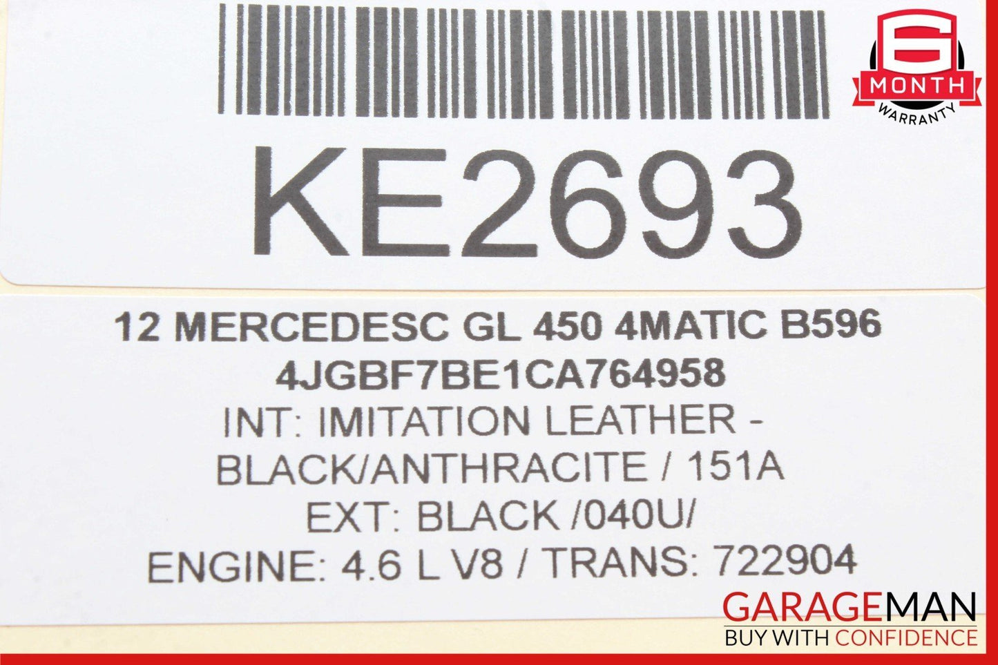 07-12 Mercedes X164 GL450 GL320 Rear Left or Right Side Air Bag Spring Shock OEM