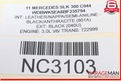 09-11 Mercedes R171 SLK300 SL550 CLS550 Sport Steering Wheel Nappa Black OEM