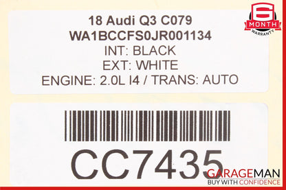 15-18 Audi Q3 Rear Left Driver Side Door Shell Cover Panel White OEM