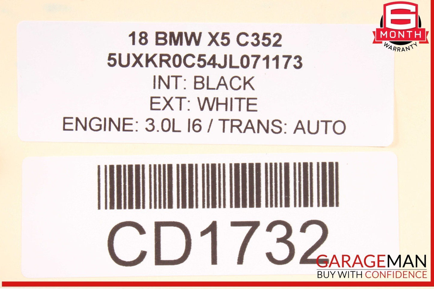 14-18 BMW X5 Rear Right Passenger Side Door Shell Panel White OEM