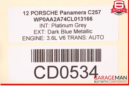 10-16 Porsche Panamera 970 Rear Right Exterior Door Shell Frame OEM
