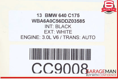 10-19 BMW 640i Rear Sub Frame Subframe Engine Crossmember OEM