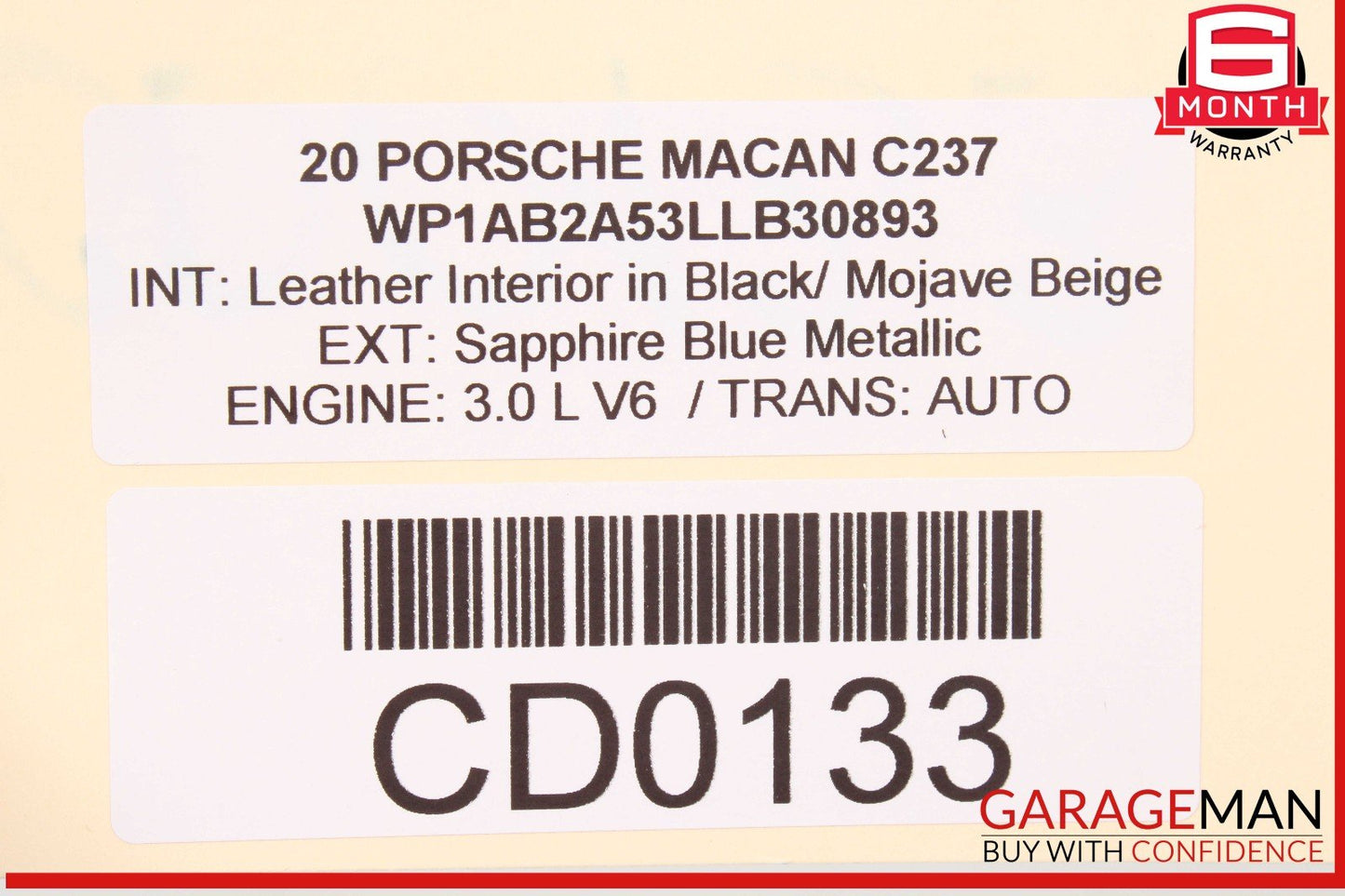15-24 Porsche Macan 95B Front Left Lower Bottom Seat Cushion OEM