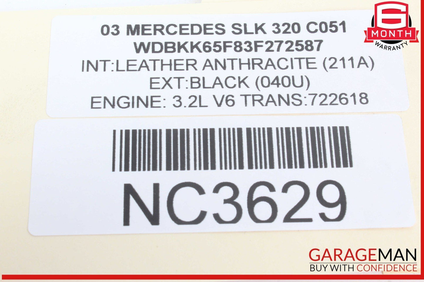 01-04 Mercedes R170 SLK320 Trunk Lid Lock Latch Actuator Assembly 1707500384 OEM