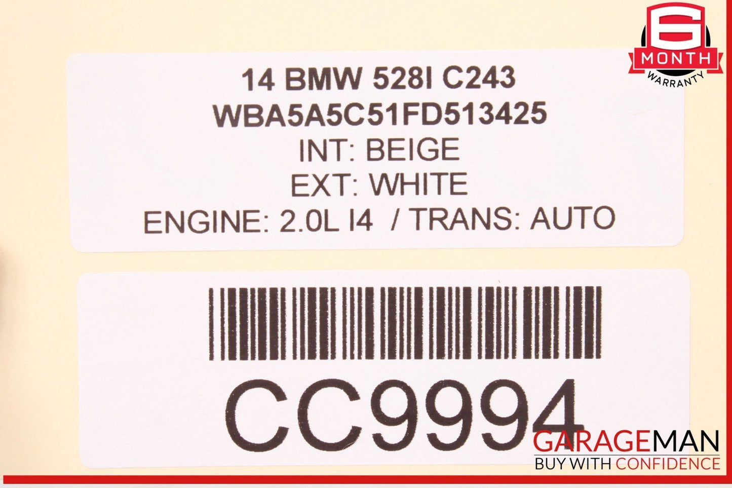 11-16 BMW 528i 535i 550i Front Left Driver Side Door Shell Panel White OEM