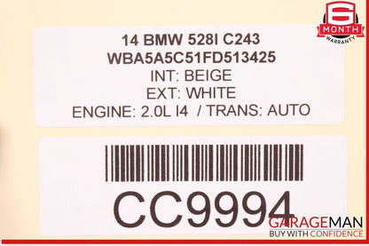 11-16 BMW 528i 535i 550i Front Left Driver Side Door Shell Panel White OEM