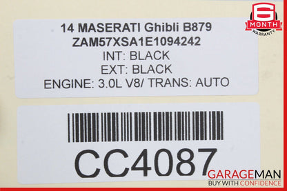 14-17 Maserati Ghibli Hood Bonnet Panel Assembly Black OEM