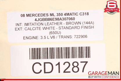 06-11 Mercedes W164 ML350 Front Reinforcement Bar Radiator Support Clip OEM
