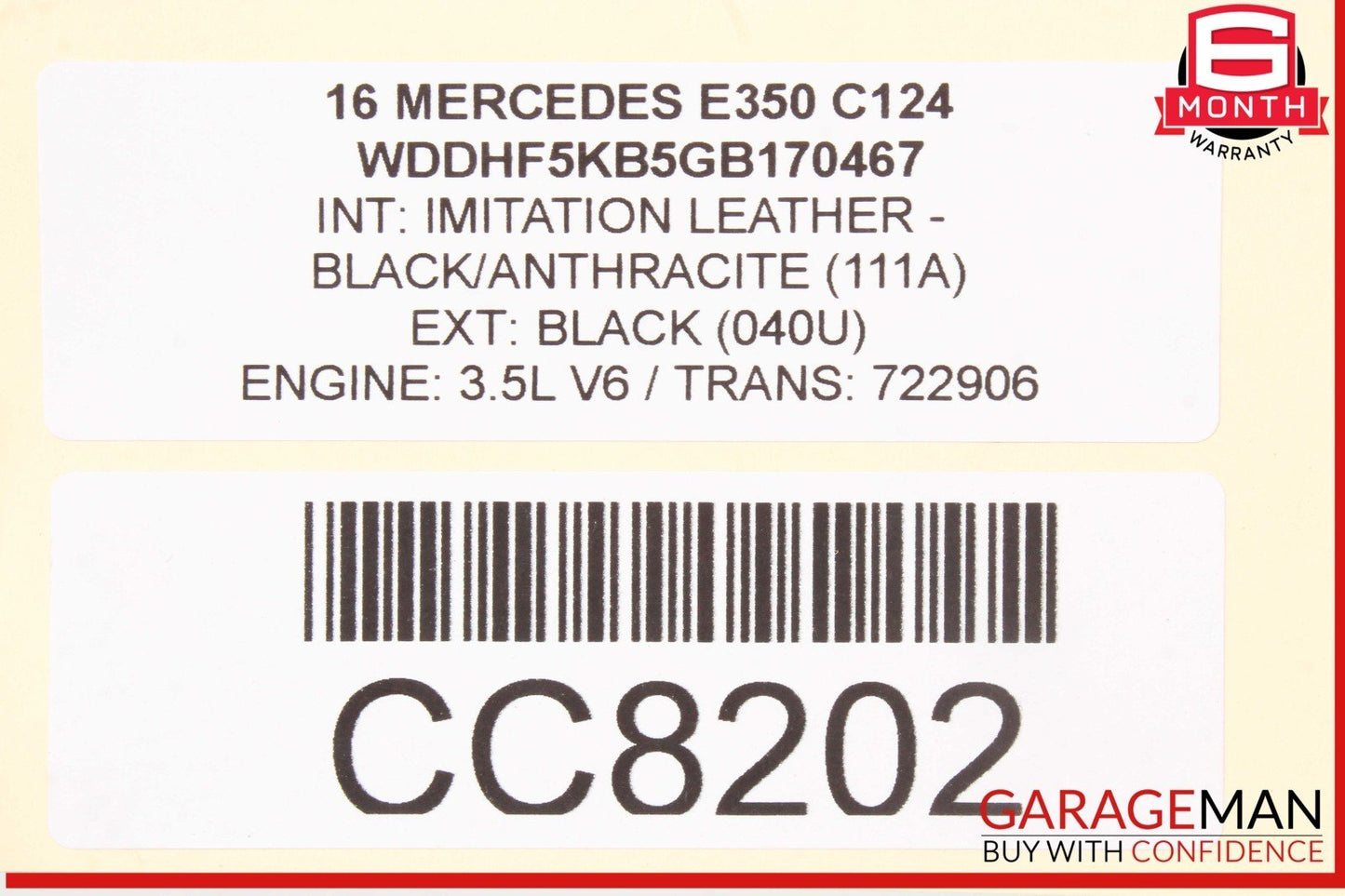 10-16 Mercedes W212 E350 E400 Sedan Rear Trunk Lid Deck Shell Panel Black OEM