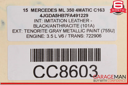 12-19 Mercedes W166 ML350 GLE550 Rear Left Driver Side Door Shell OEM