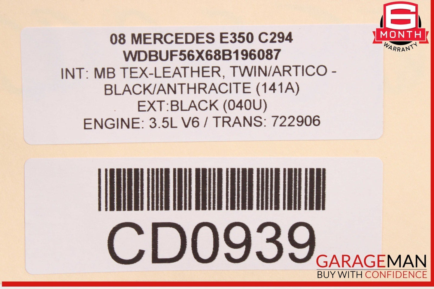 07-09 Mercedes W211 E350 E550 Seat Cushion Bottom Lower Front Right Side OEM