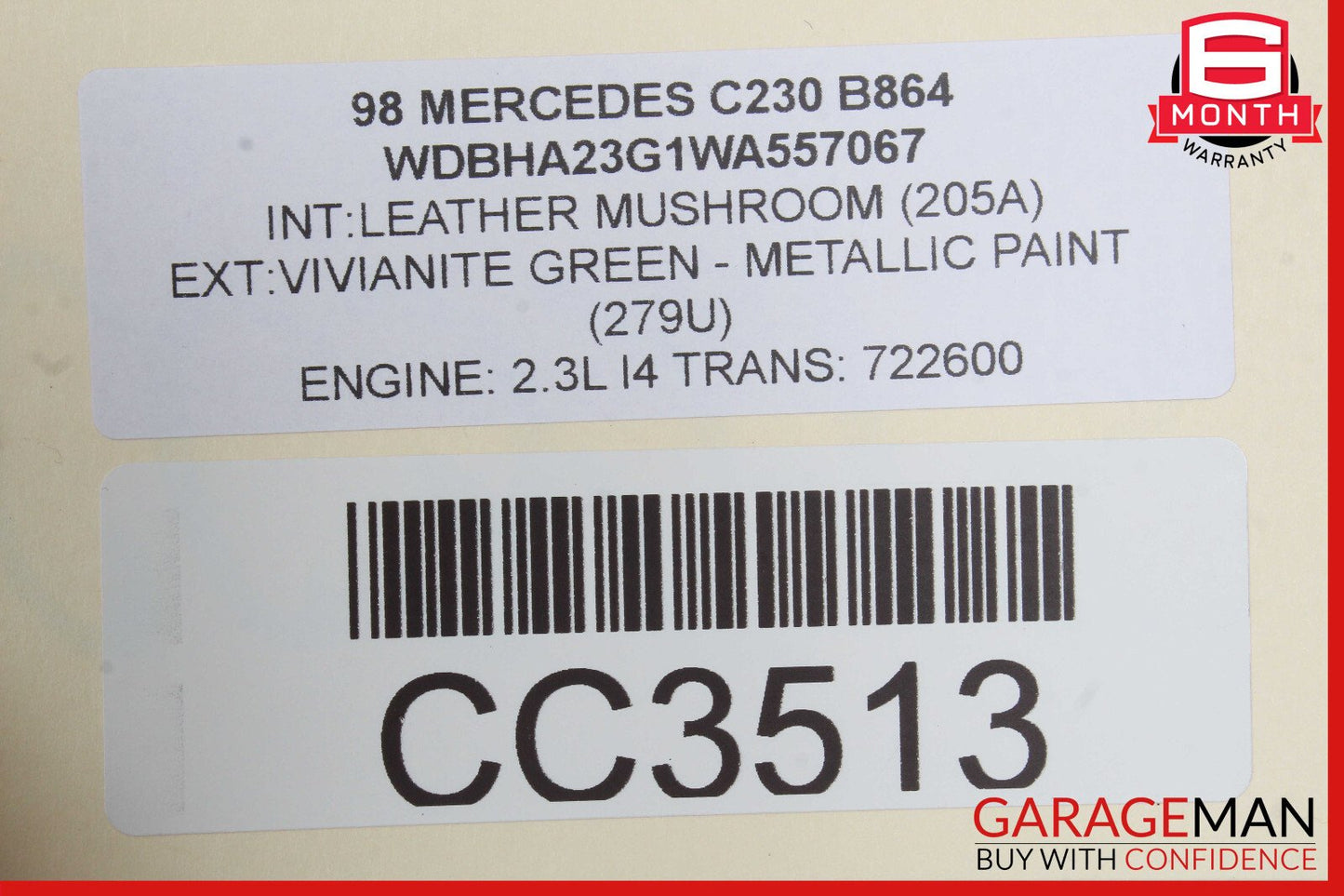 94-00 Mercedes W202 C230 C280 Front Right Top Upper Seat Cushion OEM