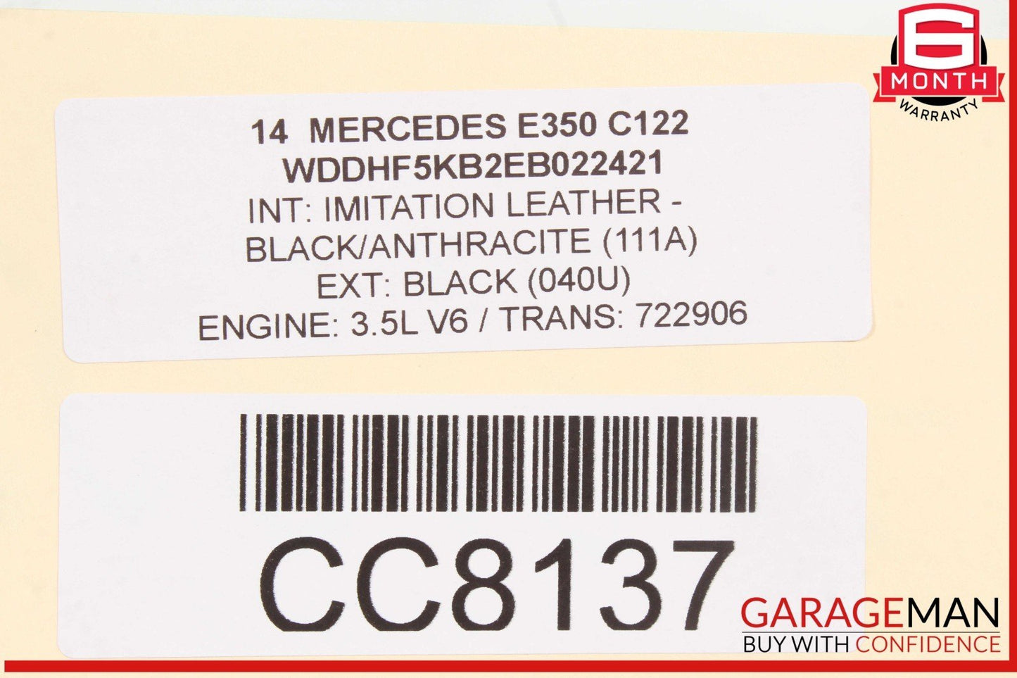 12-15 Mercedes W212 E350 C350 3.5L V6 RWD Engine Motor Block Assembly OEM 193k