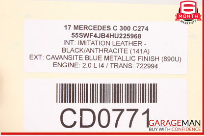 15-20 Mercedes W205 C300 GLC300 RWD Rear Sub Frame Crossmember Cradle Assembly